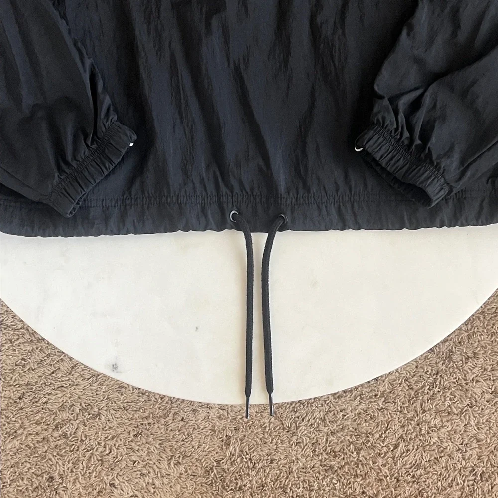 Nike Half-Zip Pullover Jacket Medium Black White Gray Windbreaker Synch Waist - Picture 6 of 16